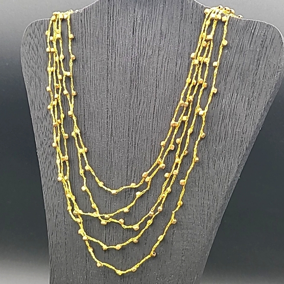 Gold-bead layered necklace - Picture 1 of 4